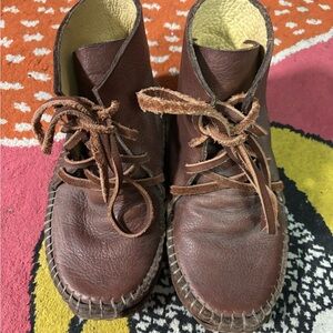 Men's Hand Made Brown Leather Moccasin-Style Lace-Up Boots